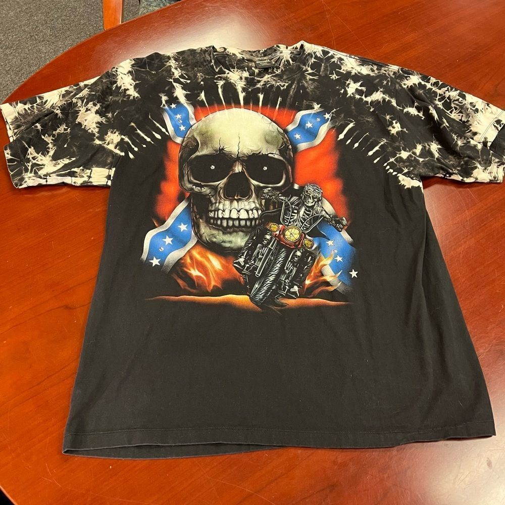Survivors Motorcycle Skull Tie Dye Double Sided T-Shirt sz XXL NWOT